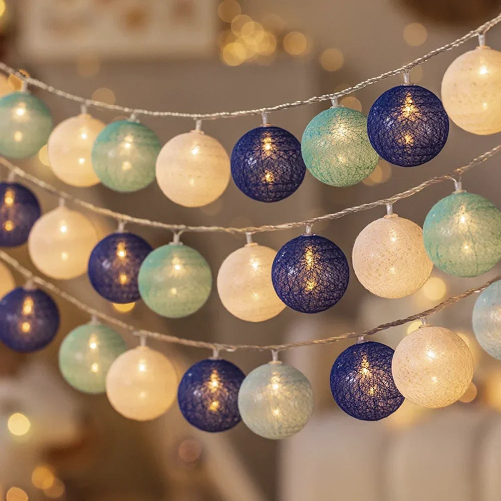 Cotton Ball String Lights LED Garland Fairy Lights USB or Battery Powered for Bedroom Nursery and Party Decor