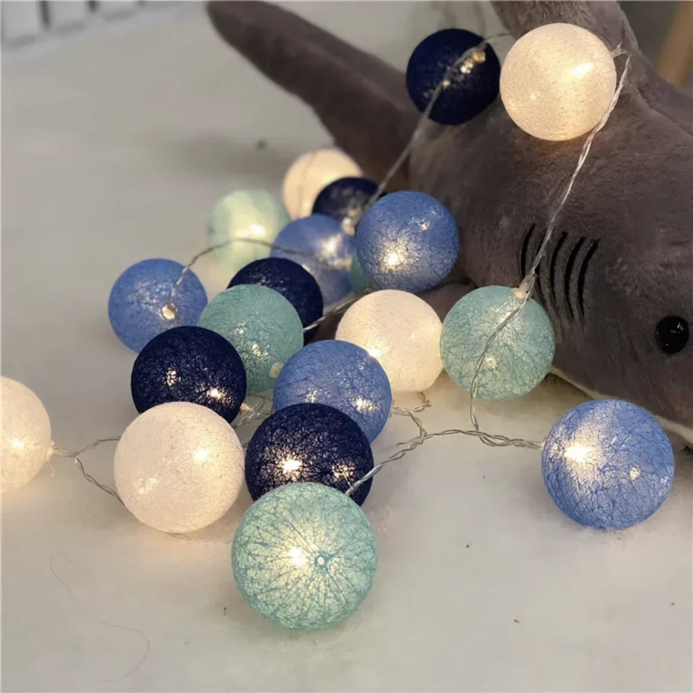 Cotton Ball String Lights LED Garland Fairy Lights USB or Battery Powered for Bedroom Nursery and Party Decor