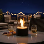Tabletop Fireplace Smokeless Bioethanol Fire Pit Portable Indoor Outdoor Table Fireplace with Glass Enclosure Metal Base and Decorative Stones