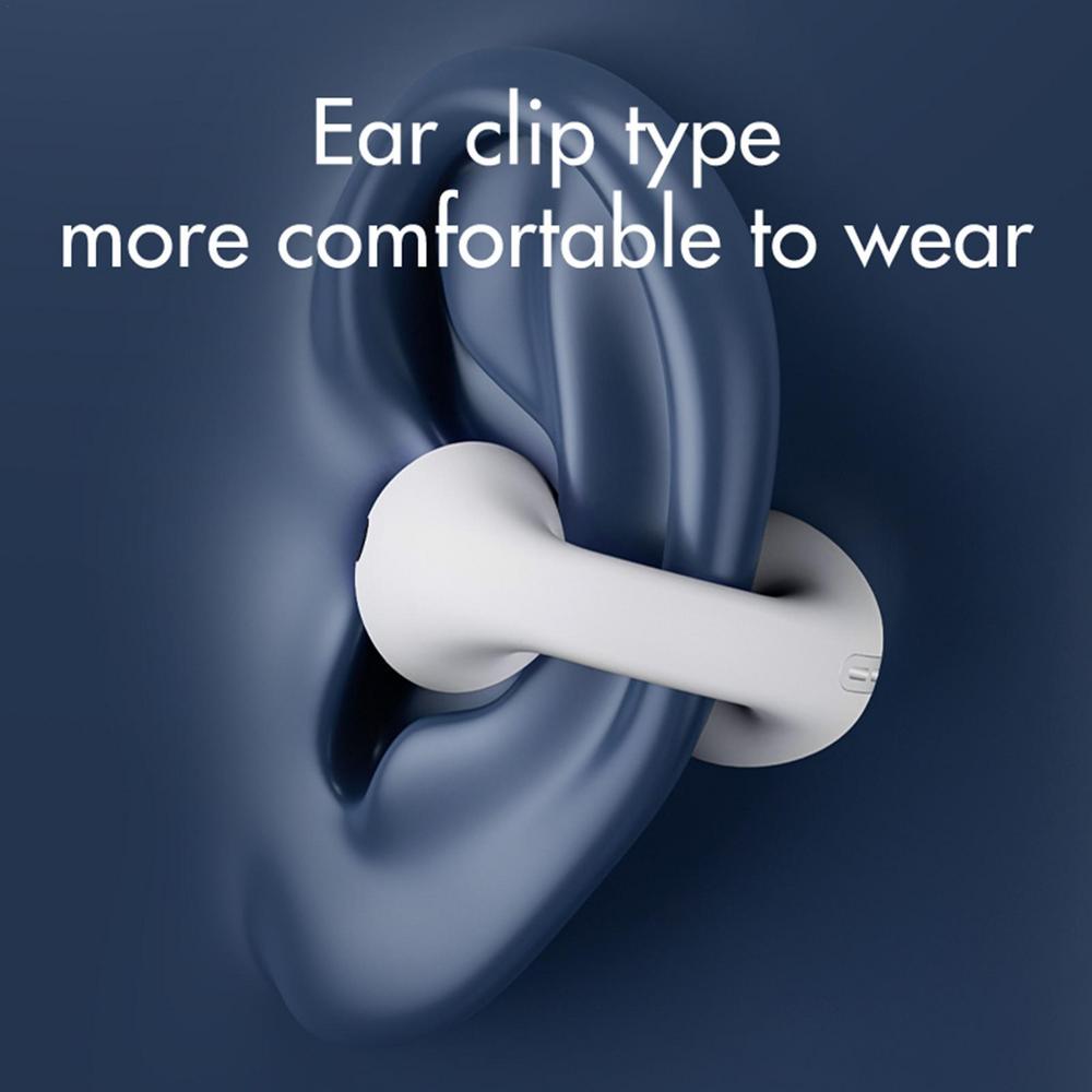 Open Ear Clip On Wireless Earbuds Bluetooth Bone Conduction Style Headphones with Touch Control and Charging Case