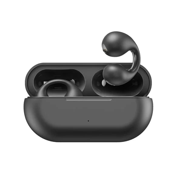 Open Ear Clip On Wireless Earbuds Bluetooth Bone Conduction Style Headphones with Touch Control and Charging Case