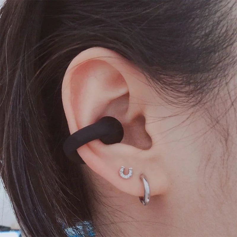 Open Ear Clip On Wireless Earbuds Bluetooth Bone Conduction Style Headphones with Touch Control and Charging Case