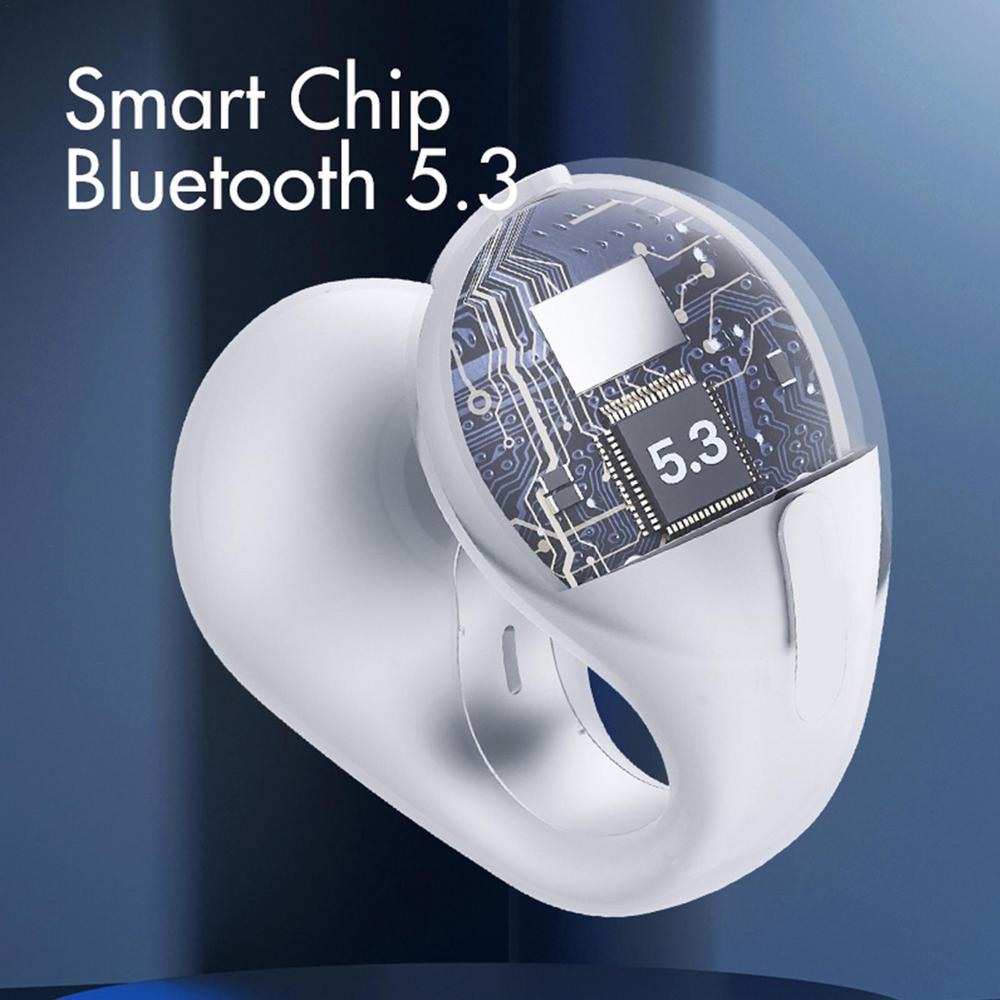 Open Ear Clip On Wireless Earbuds Bluetooth Bone Conduction Style Headphones with Touch Control and Charging Case