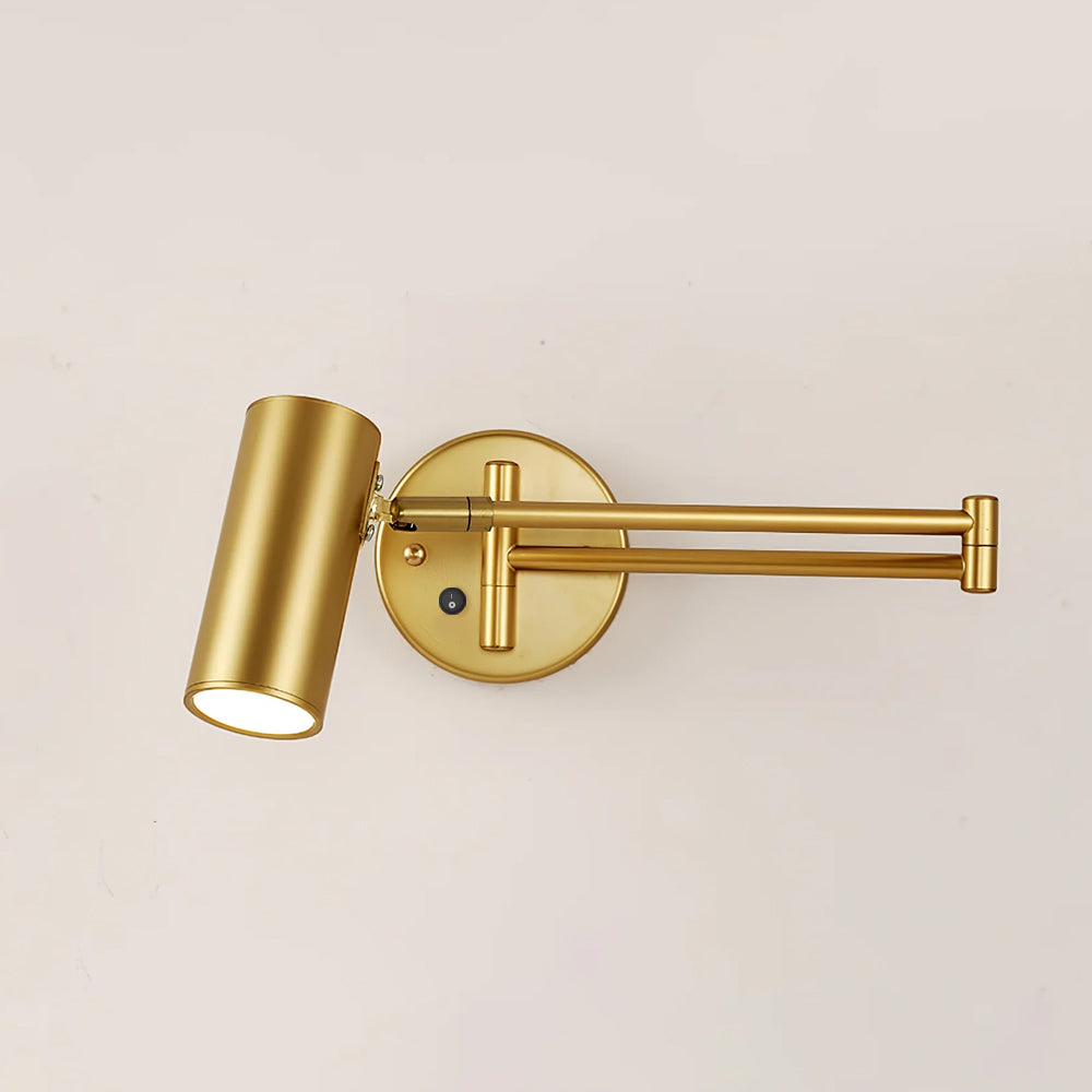 Modern Brass Wall Sconce With Three-Color Lighting in Ø2.4" x H4.7" (Ø6 x H12 cm) (Button Switch) — Harbor Light Co.