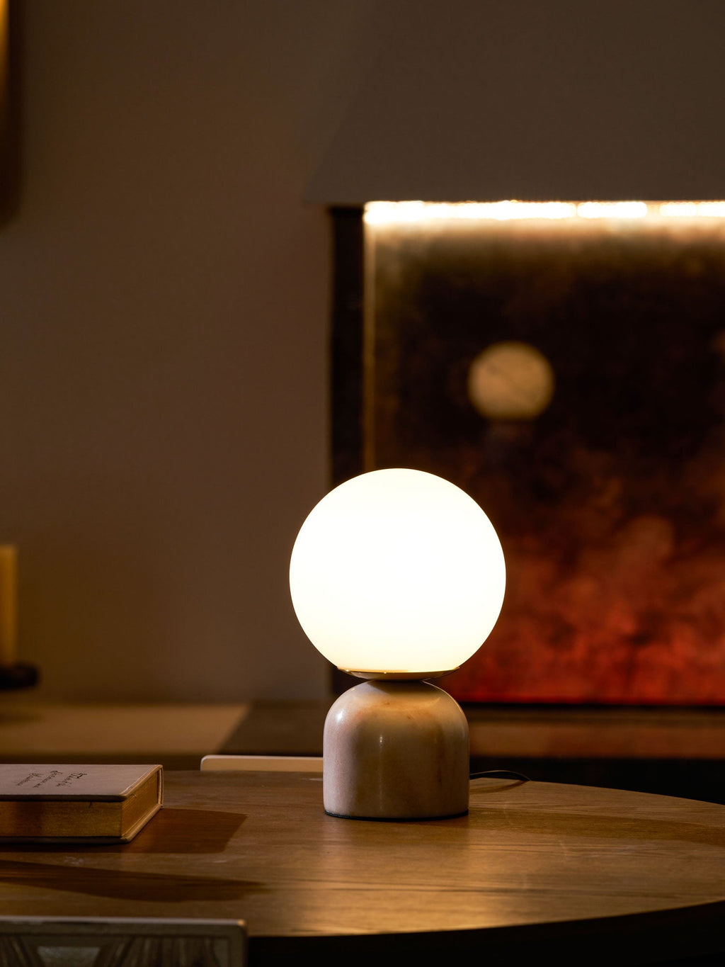 Marble Globe Table Lamp with Glass Shade
