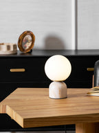 Marble Globe Table Lamp with Glass Shade