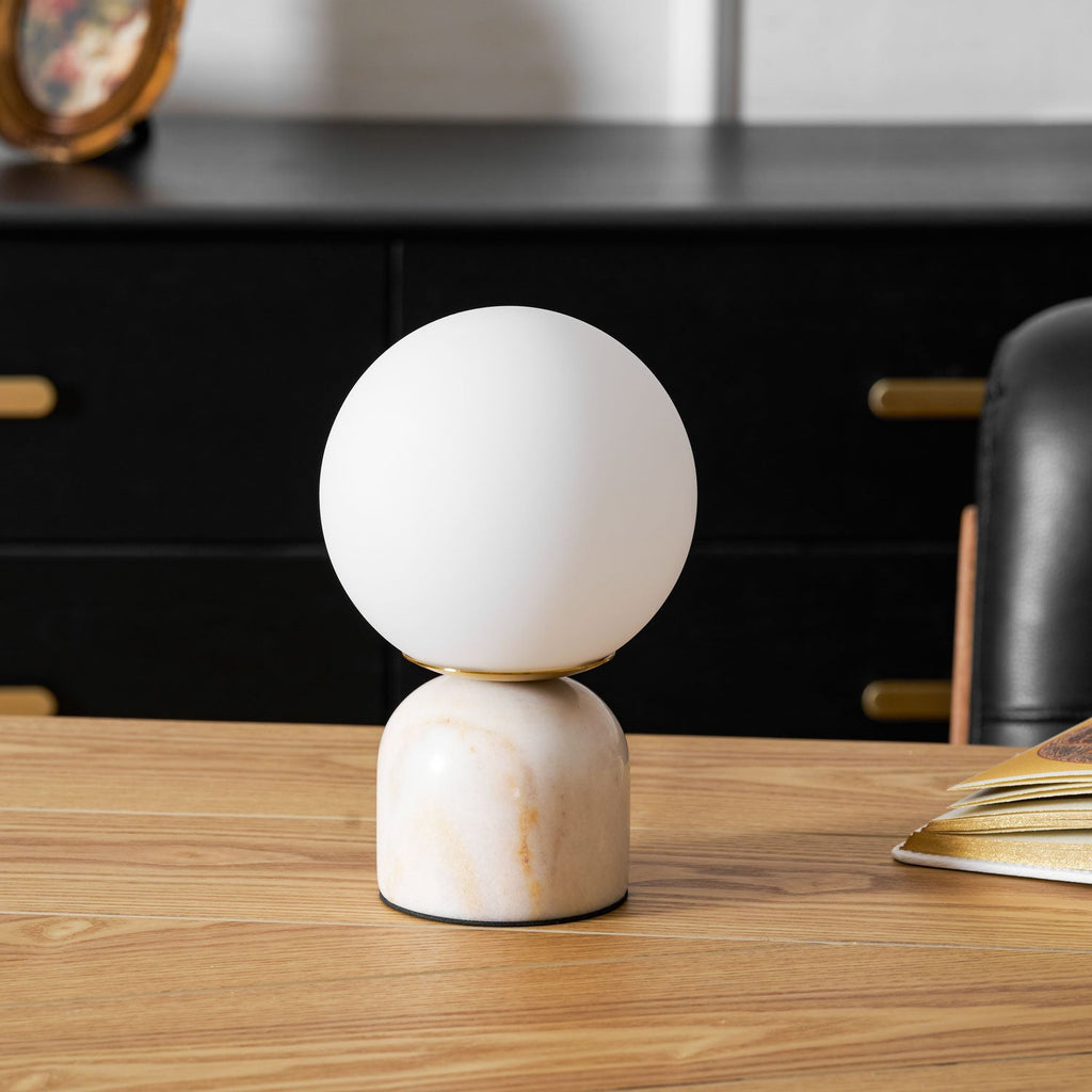 Marble Globe Table Lamp with Glass Shade