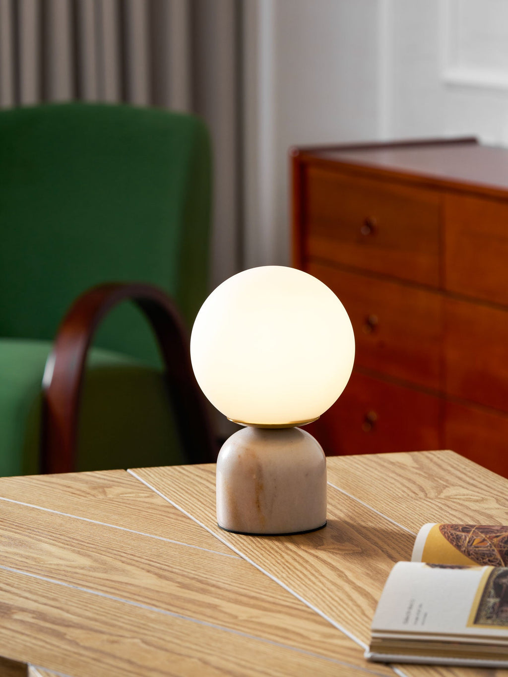 Marble Globe Table Lamp with Glass Shade