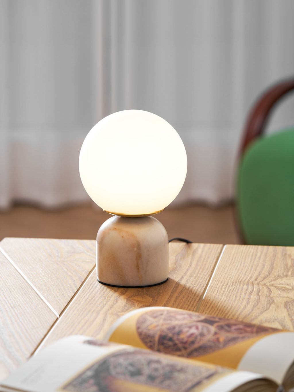 Marble Globe Table Lamp with Glass Shade