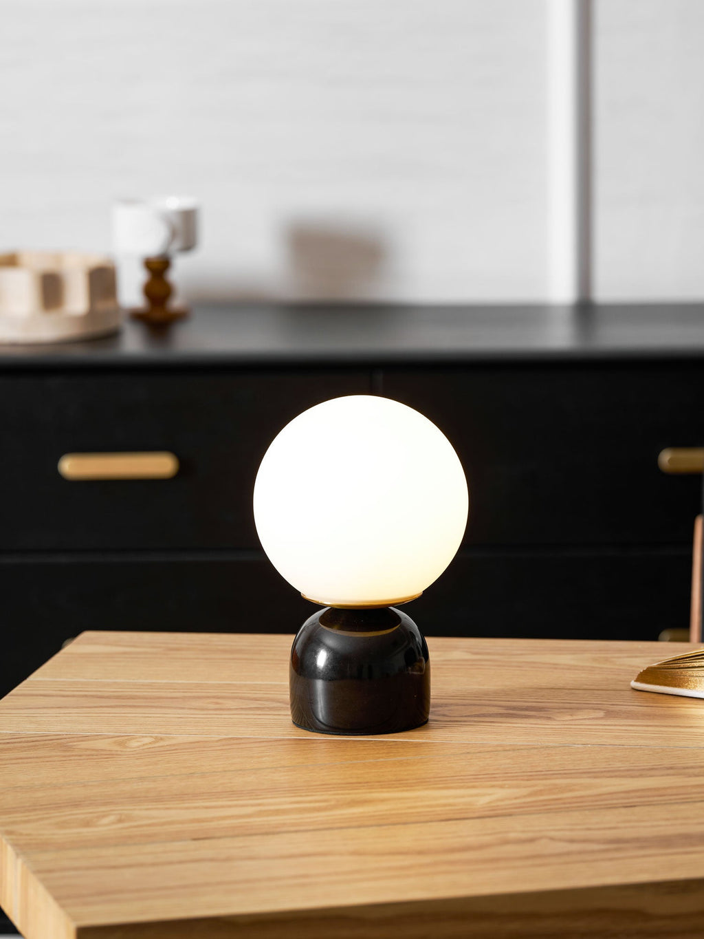 Marble Globe Table Lamp with Glass Shade