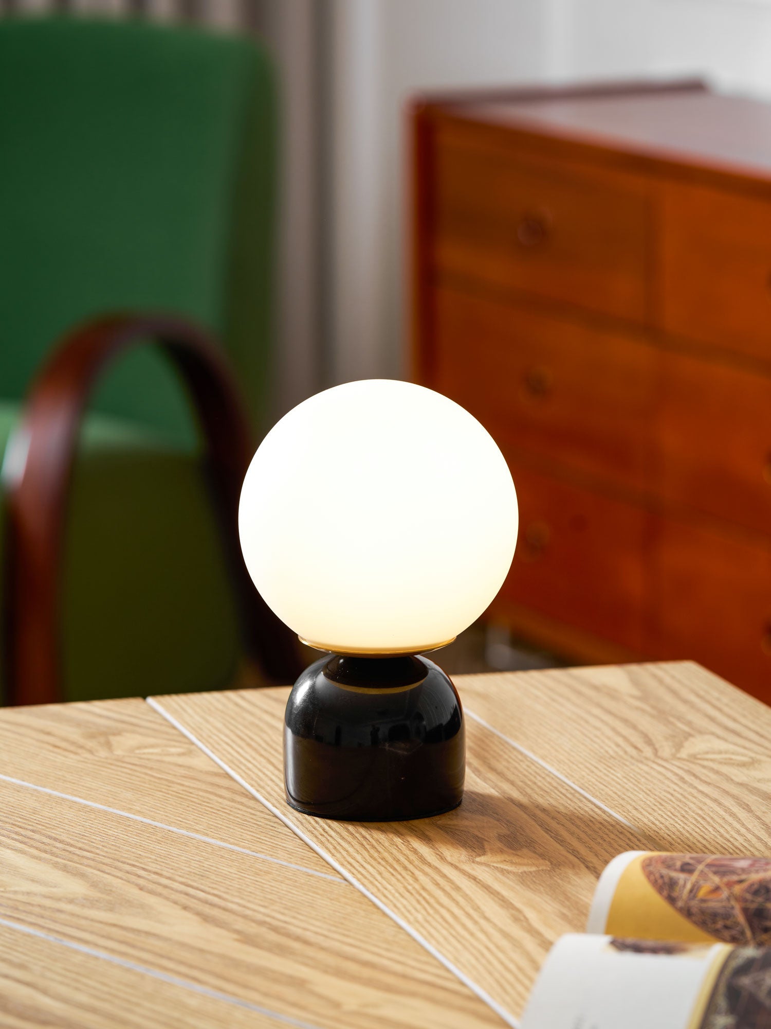 Marble Globe Table Lamp with Glass Shade