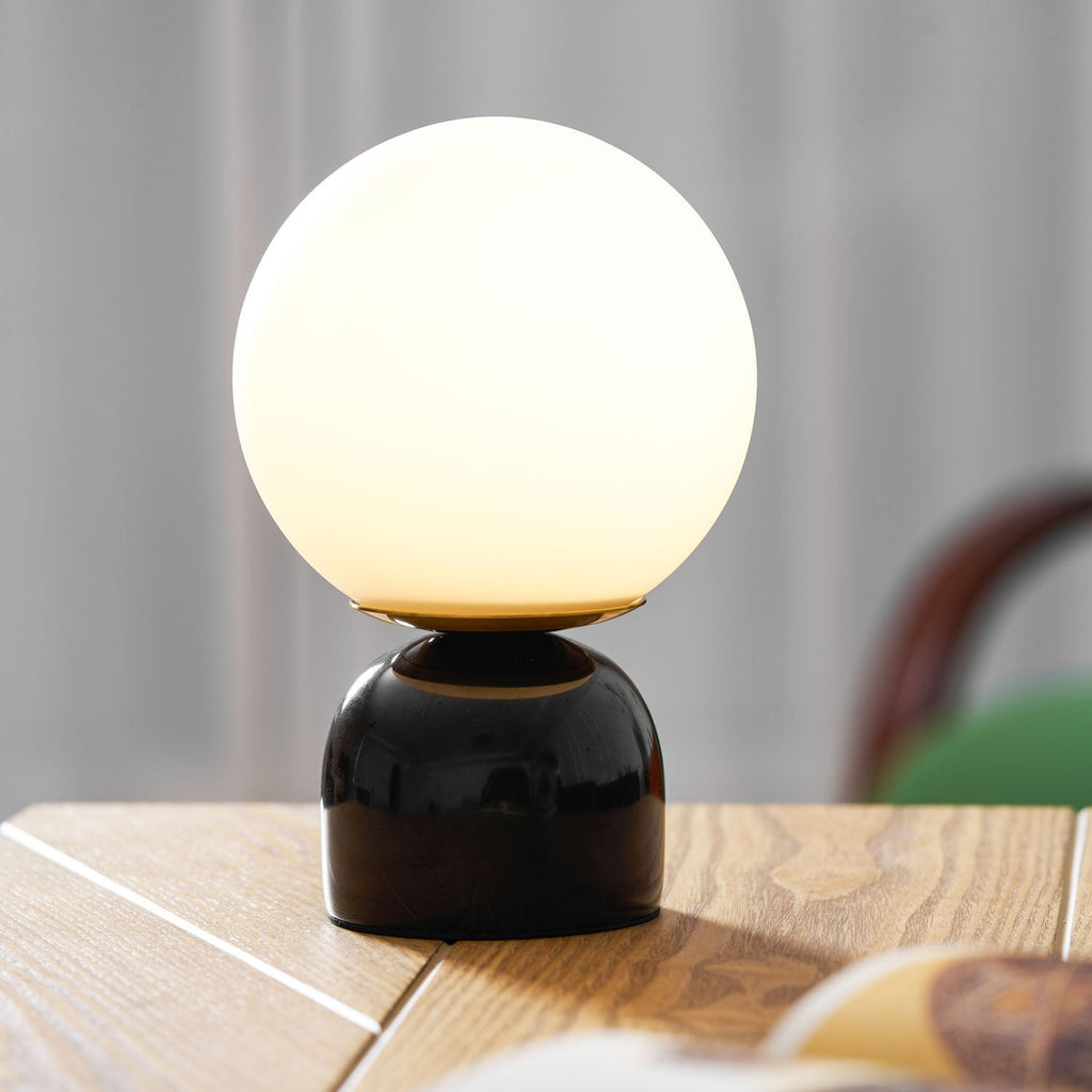 Marble Globe Table Lamp with Glass Shade
