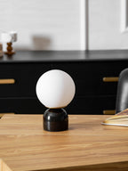 Marble Globe Table Lamp with Glass Shade
