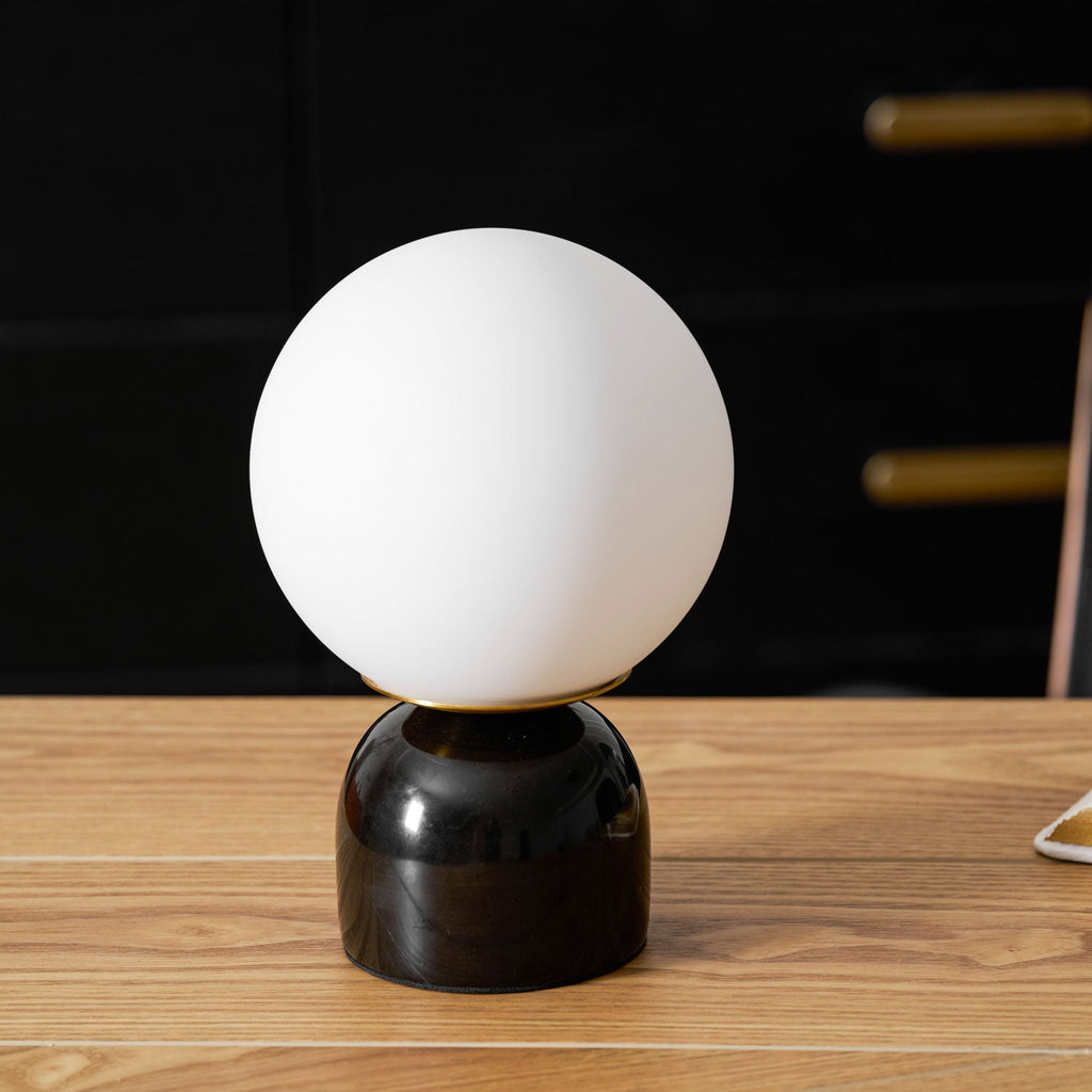 Marble Globe Table Lamp with Glass Shade