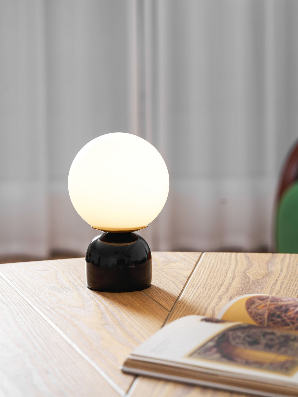 Marble Globe Table Lamp with Glass Shade