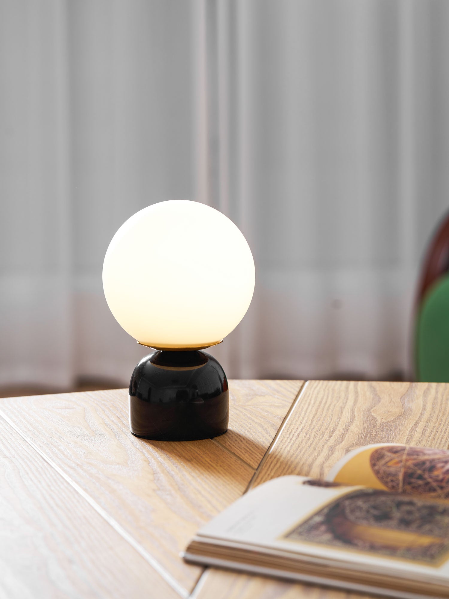 Marble Globe Table Lamp with Glass Shade