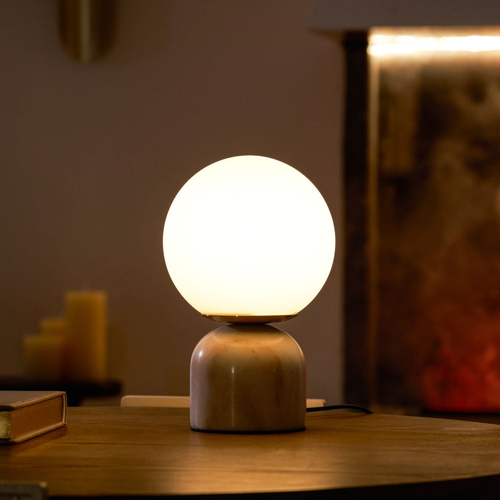 Marble Globe Table Lamp with Glass Shade