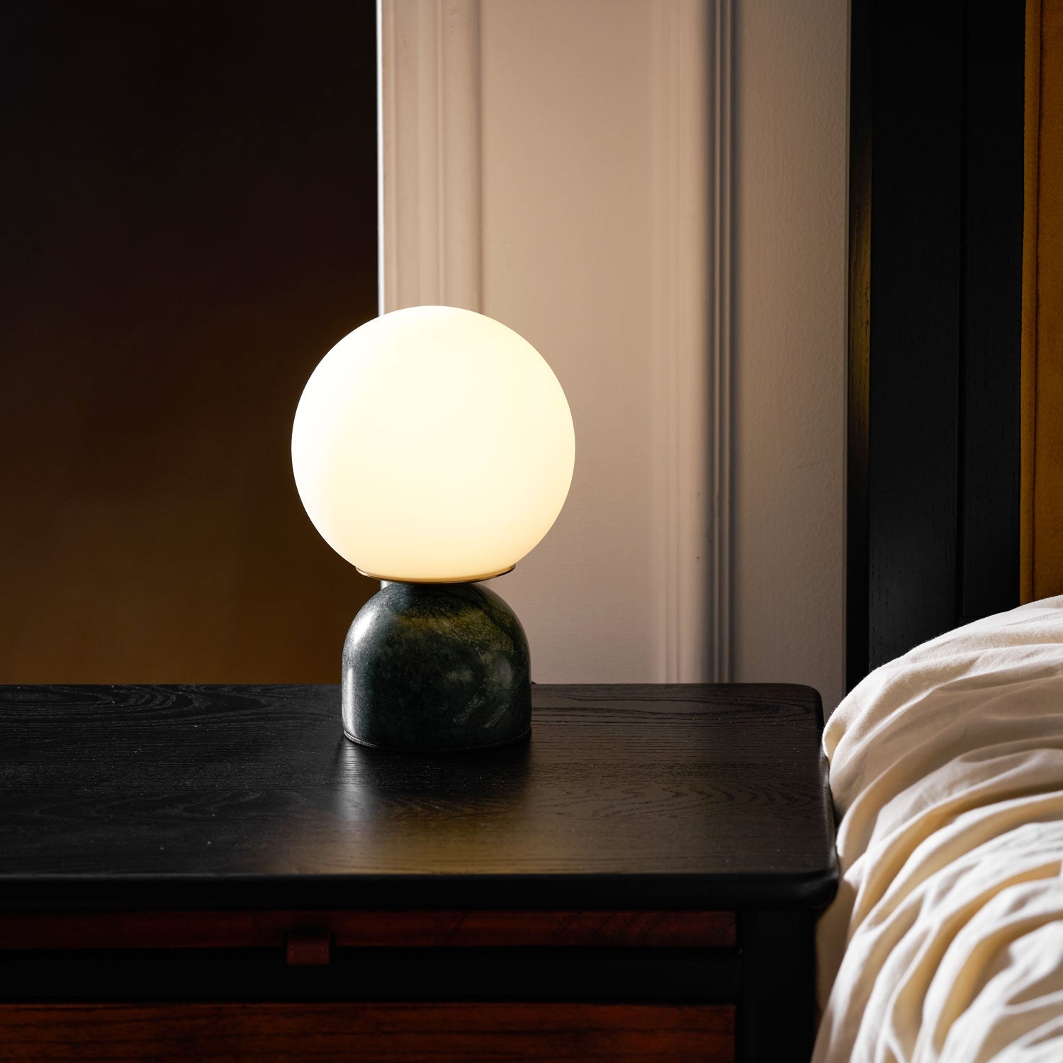 Marble Globe Table Lamp with Glass Shade
