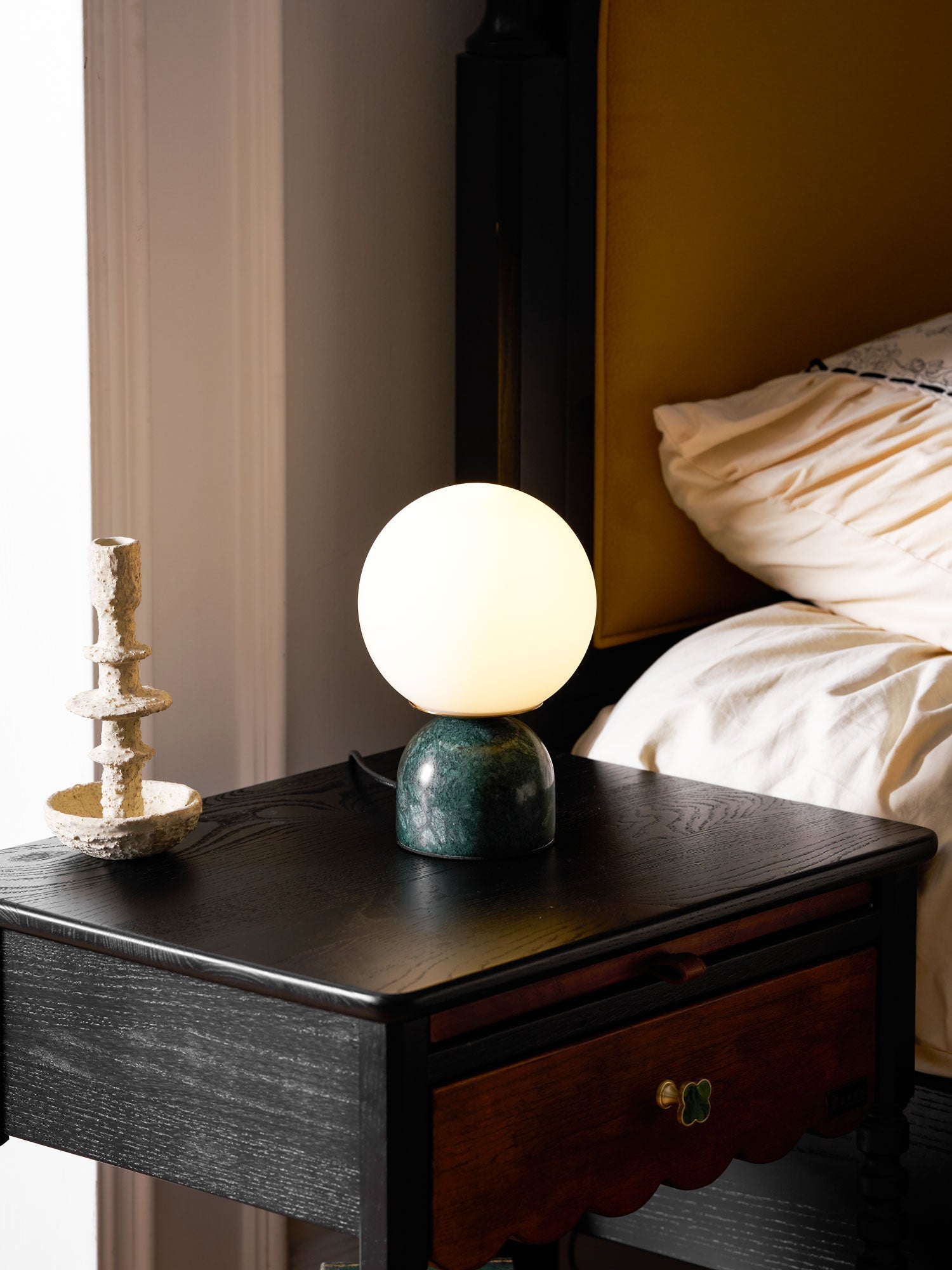 Marble Globe Table Lamp with Glass Shade