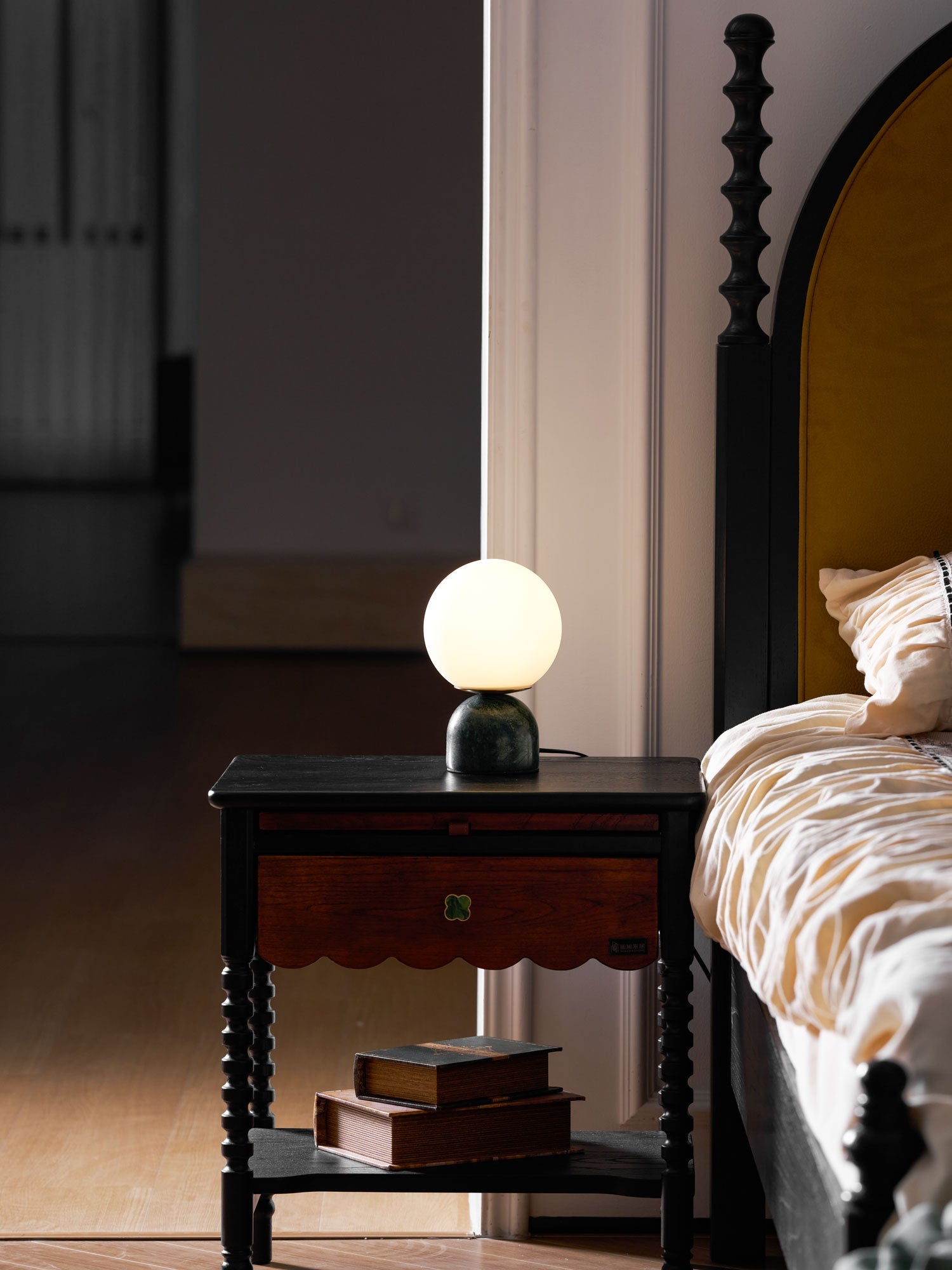 Marble Globe Table Lamp with Glass Shade