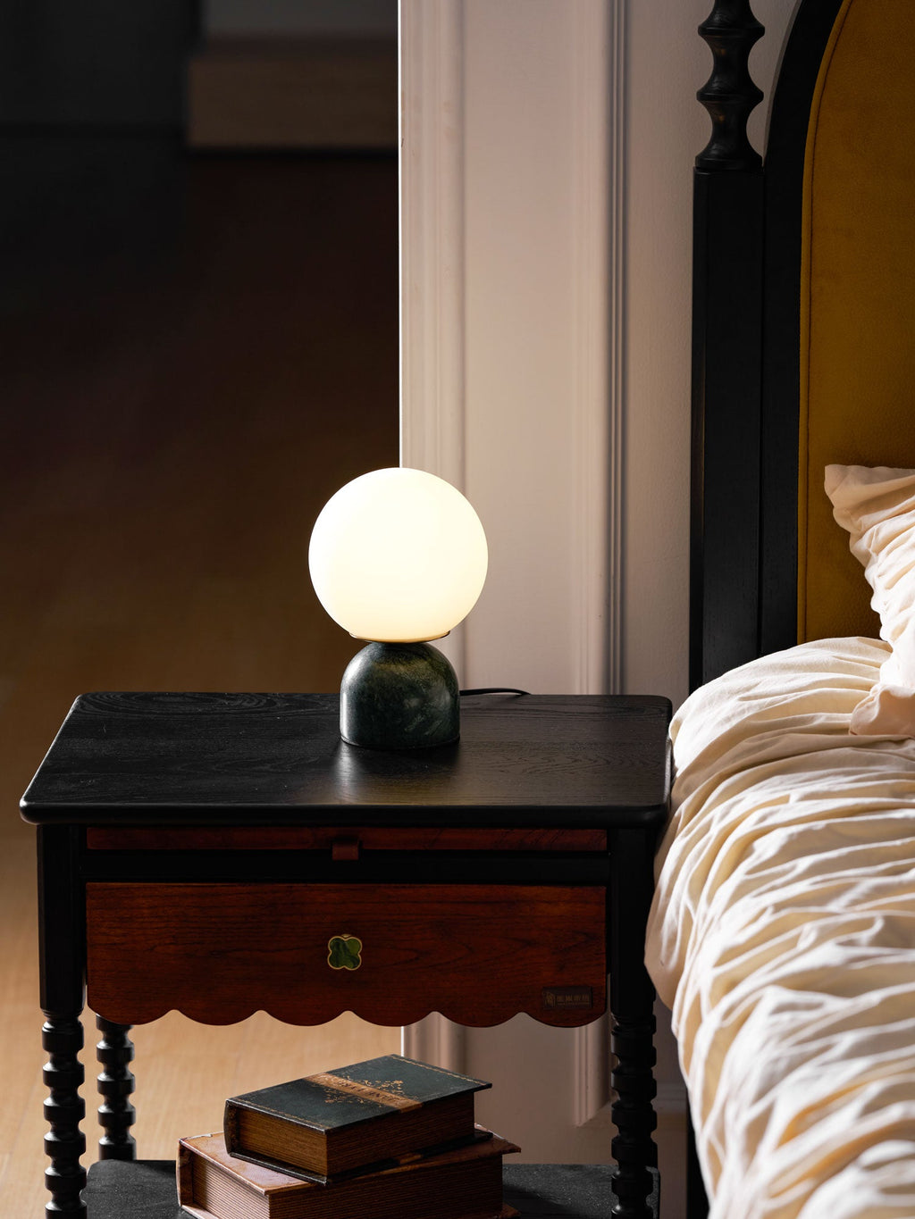 Marble Globe Table Lamp with Glass Shade