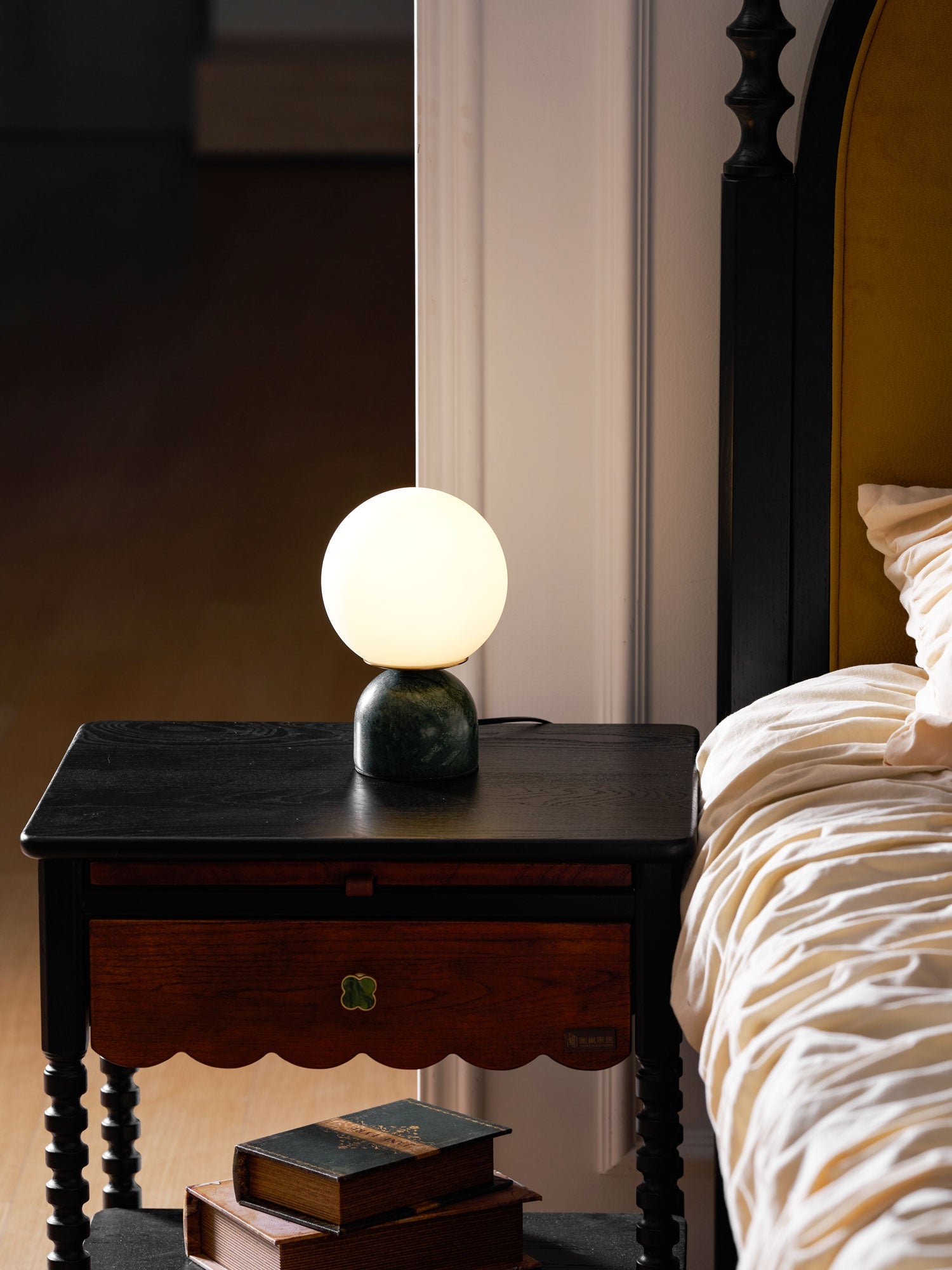 Marble Globe Table Lamp with Glass Shade