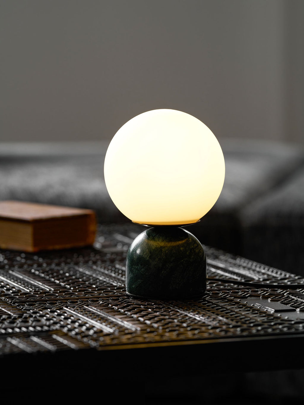 Marble Globe Table Lamp with Glass Shade