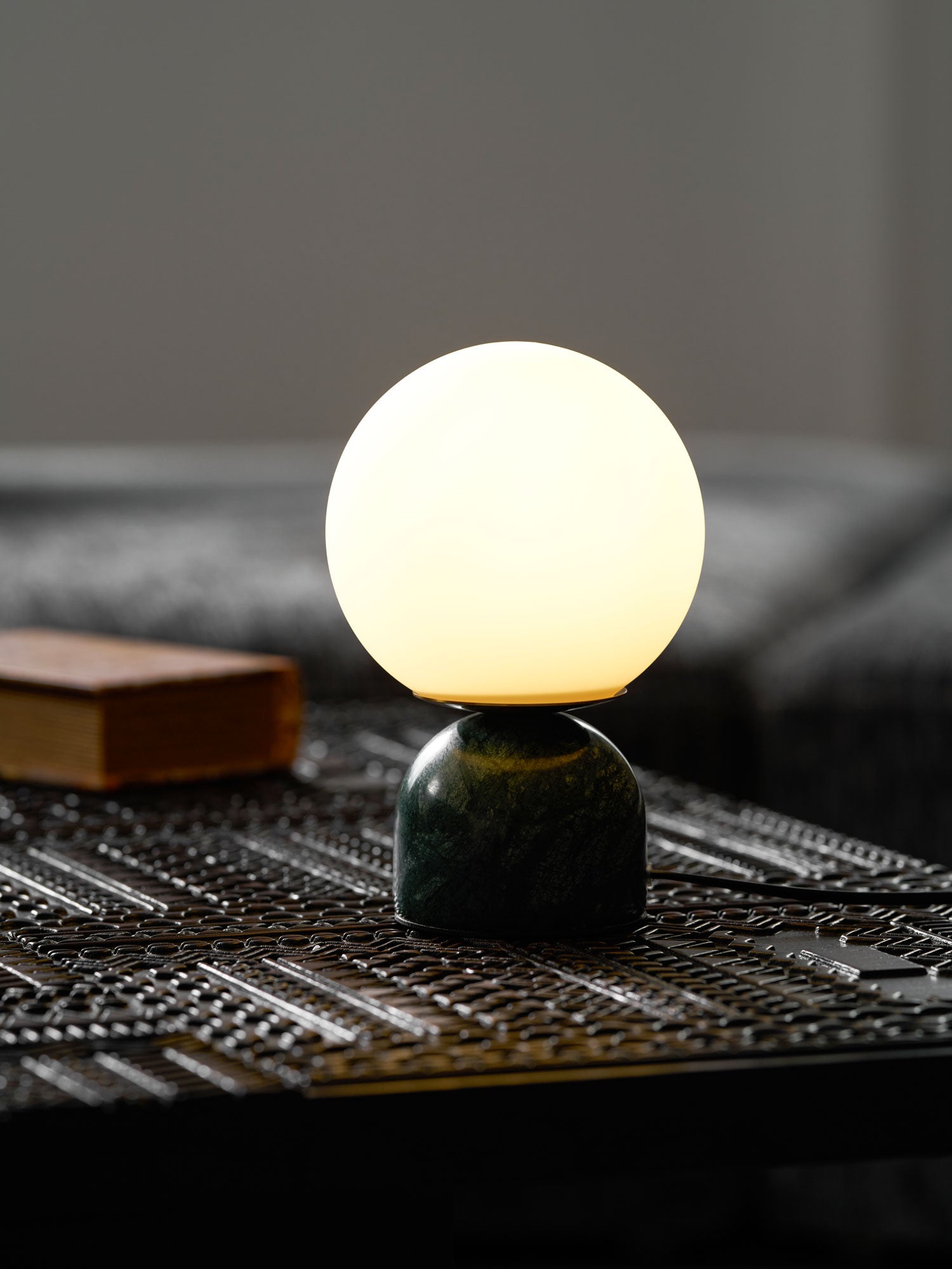 Marble Globe Table Lamp with Glass Shade