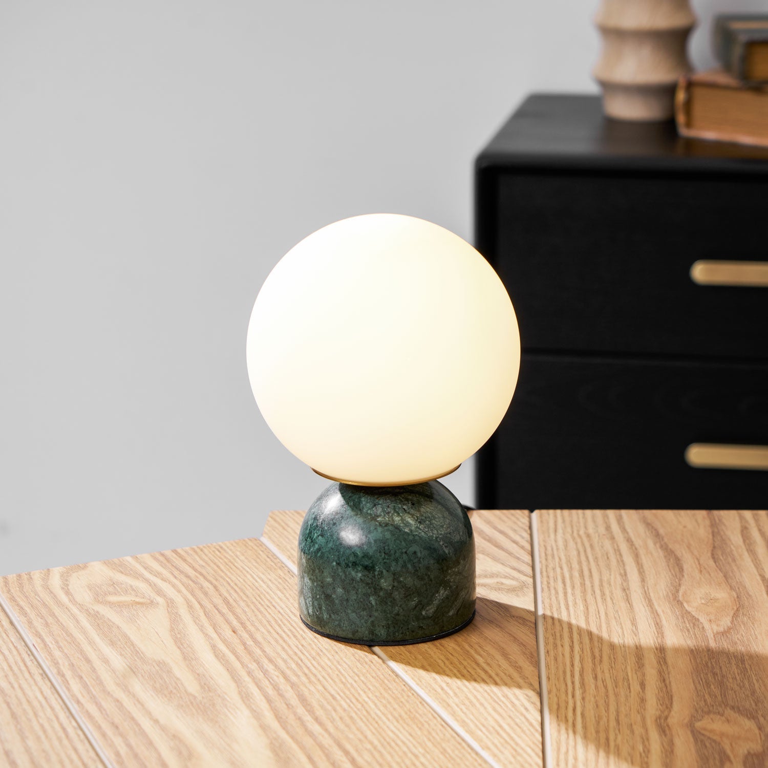 Marble Globe Table Lamp with Glass Shade
