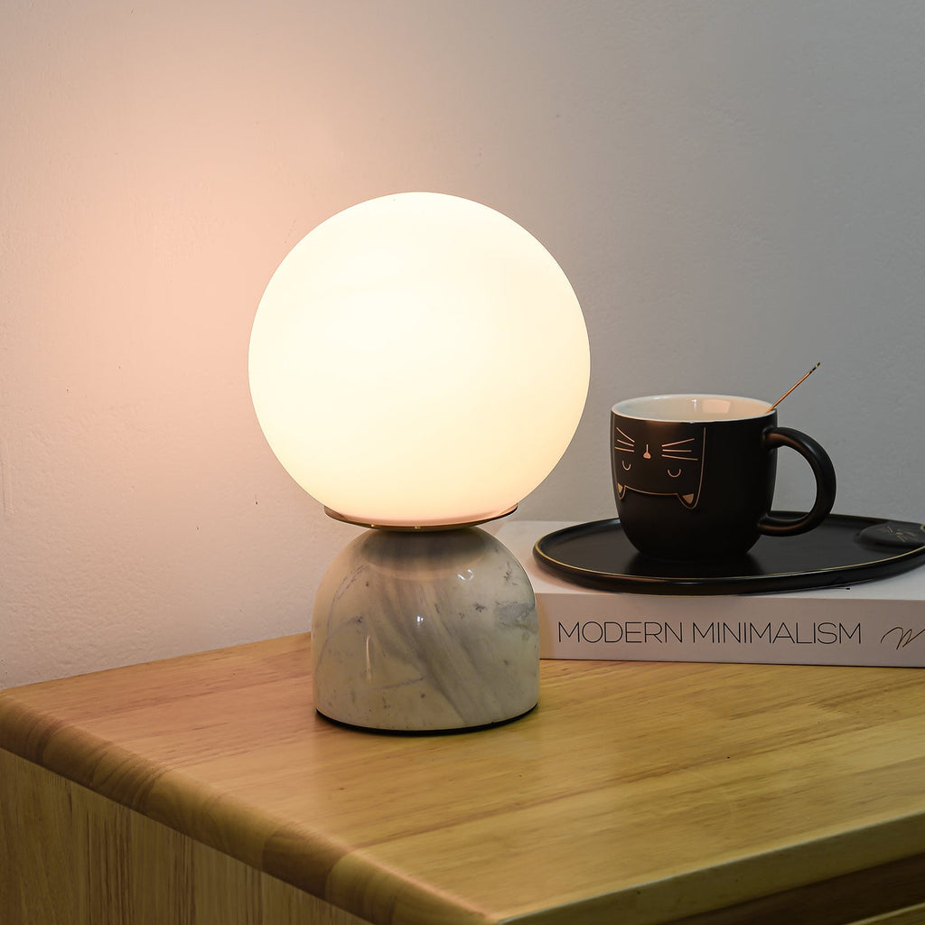Marble Globe Table Lamp with Glass Shade