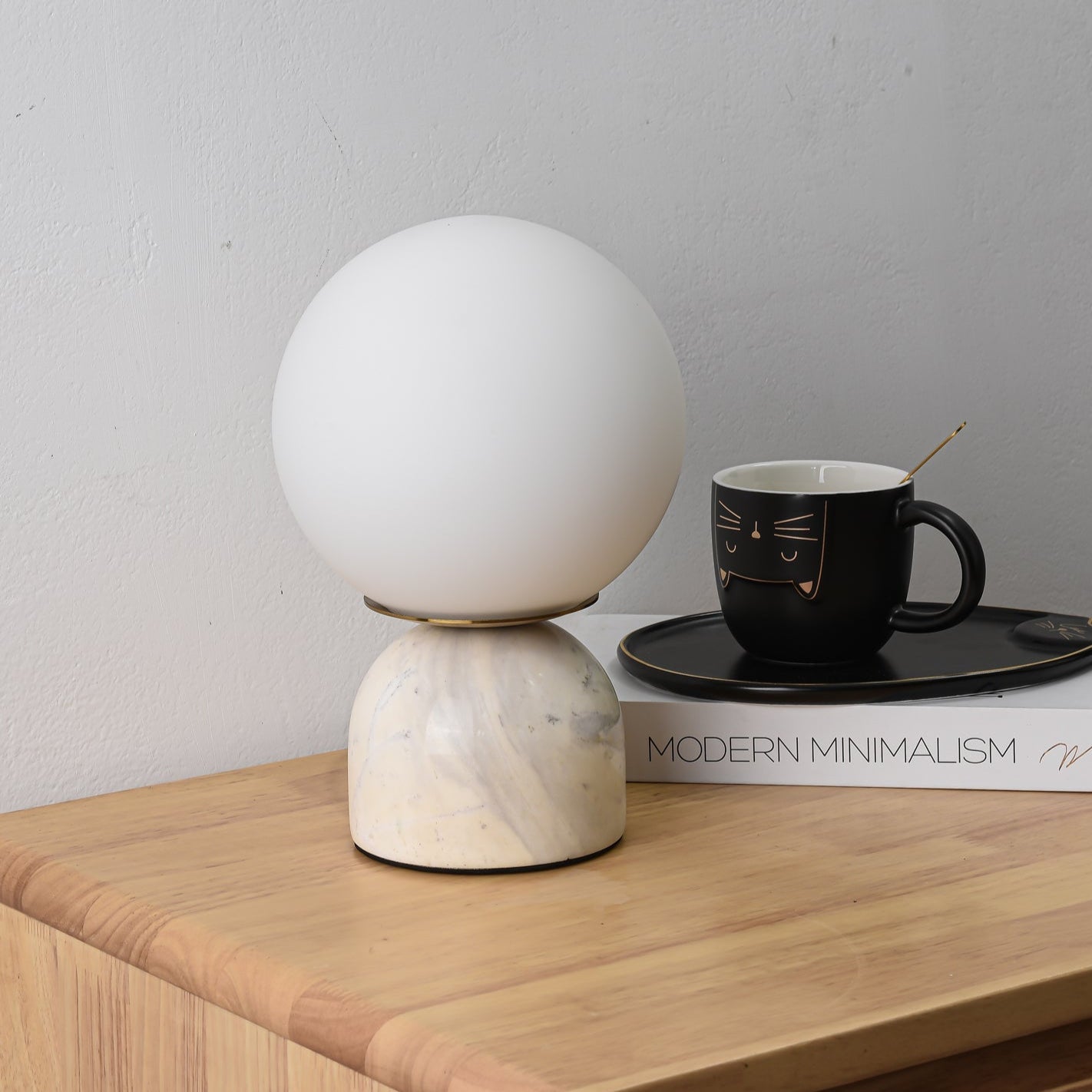 Marble Globe Table Lamp with Glass Shade