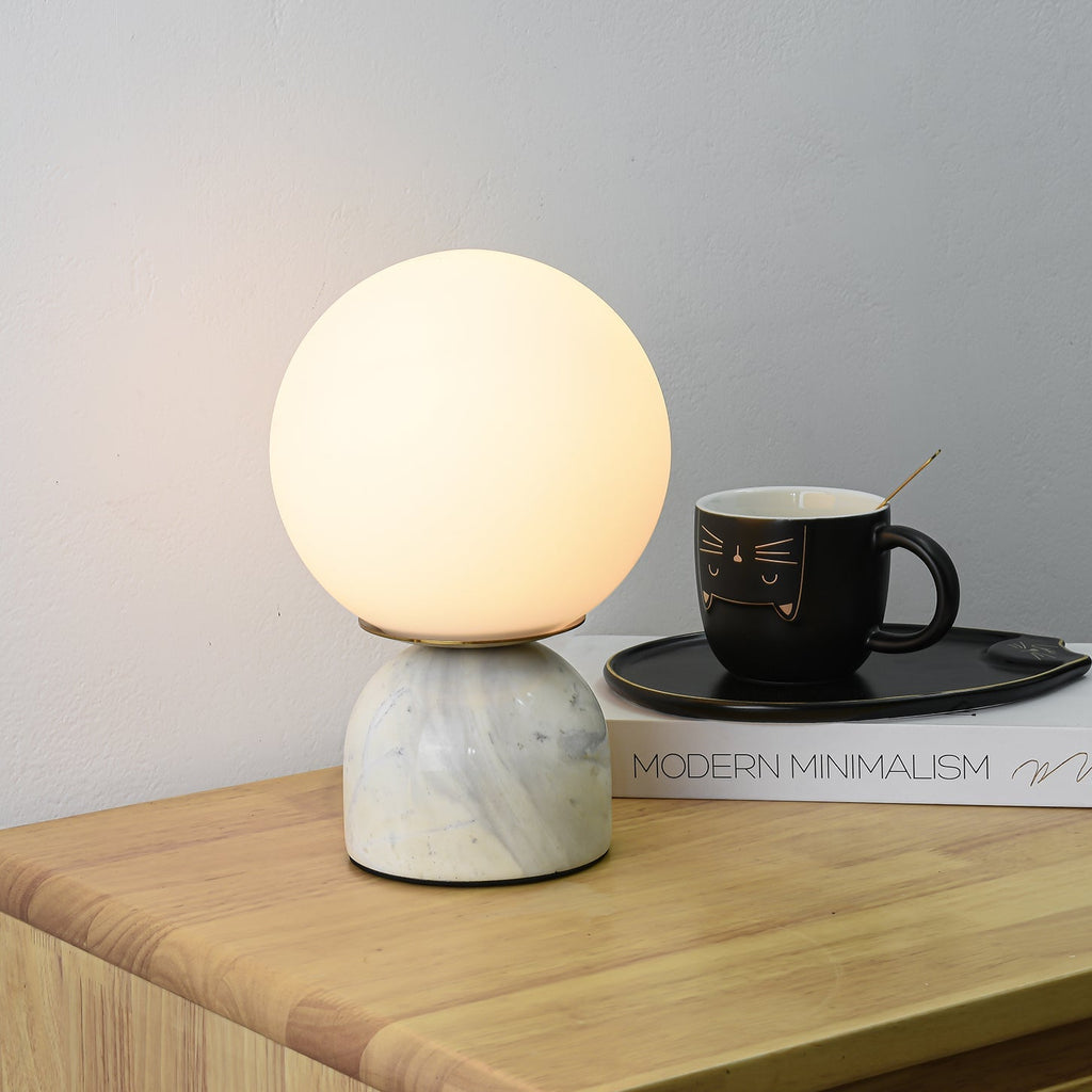 Marble Globe Table Lamp with Glass Shade