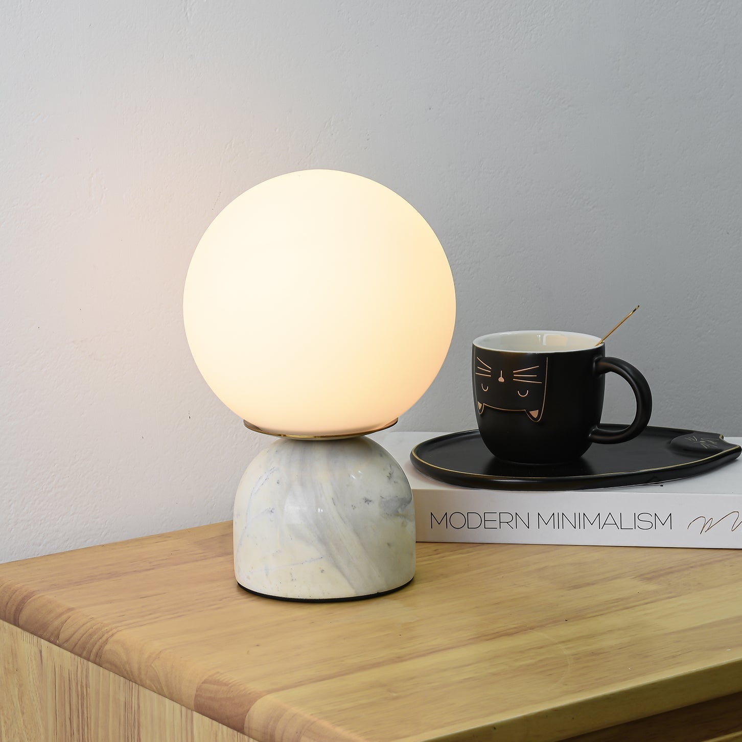 Marble Globe Table Lamp with Glass Shade