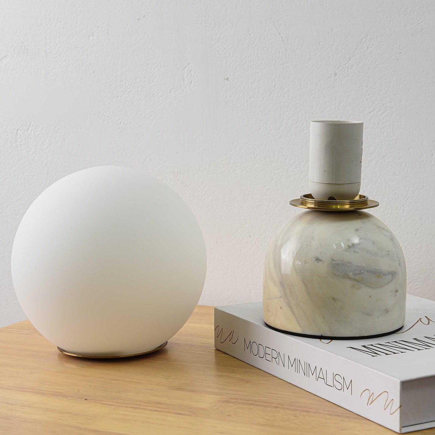 Marble Globe Table Lamp with Glass Shade