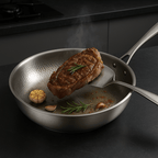 Uncoated Stainless Steel Frying Pan Three-Layer Skillet for Induction Gas Electric and Ceramic Cooktops