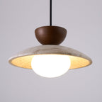 Travertine Dome Pendant Light with Wood Accent