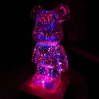 Bear Shaped Table Lamp with Wood Base LED Light