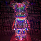 Bear Shaped Table Lamp with Wood Base LED Light