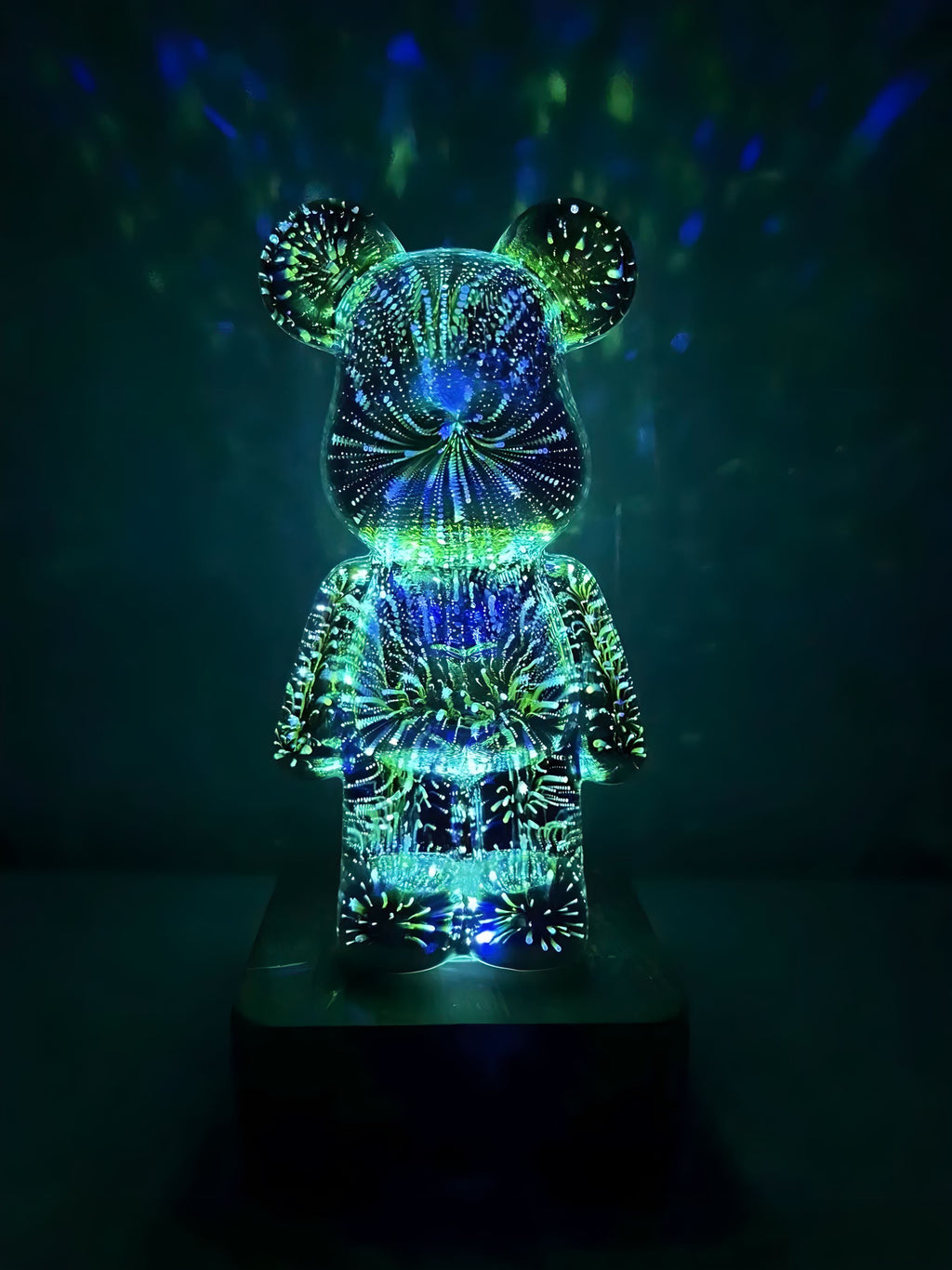 Bear Shaped Table Lamp with Wood Base LED Light