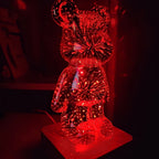 Bear Shaped Table Lamp with Wood Base LED Light