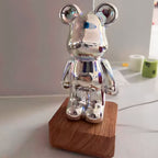 Bear Shaped Table Lamp with Wood Base LED Light