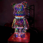 Bear Shaped Table Lamp with Wood Base LED Light