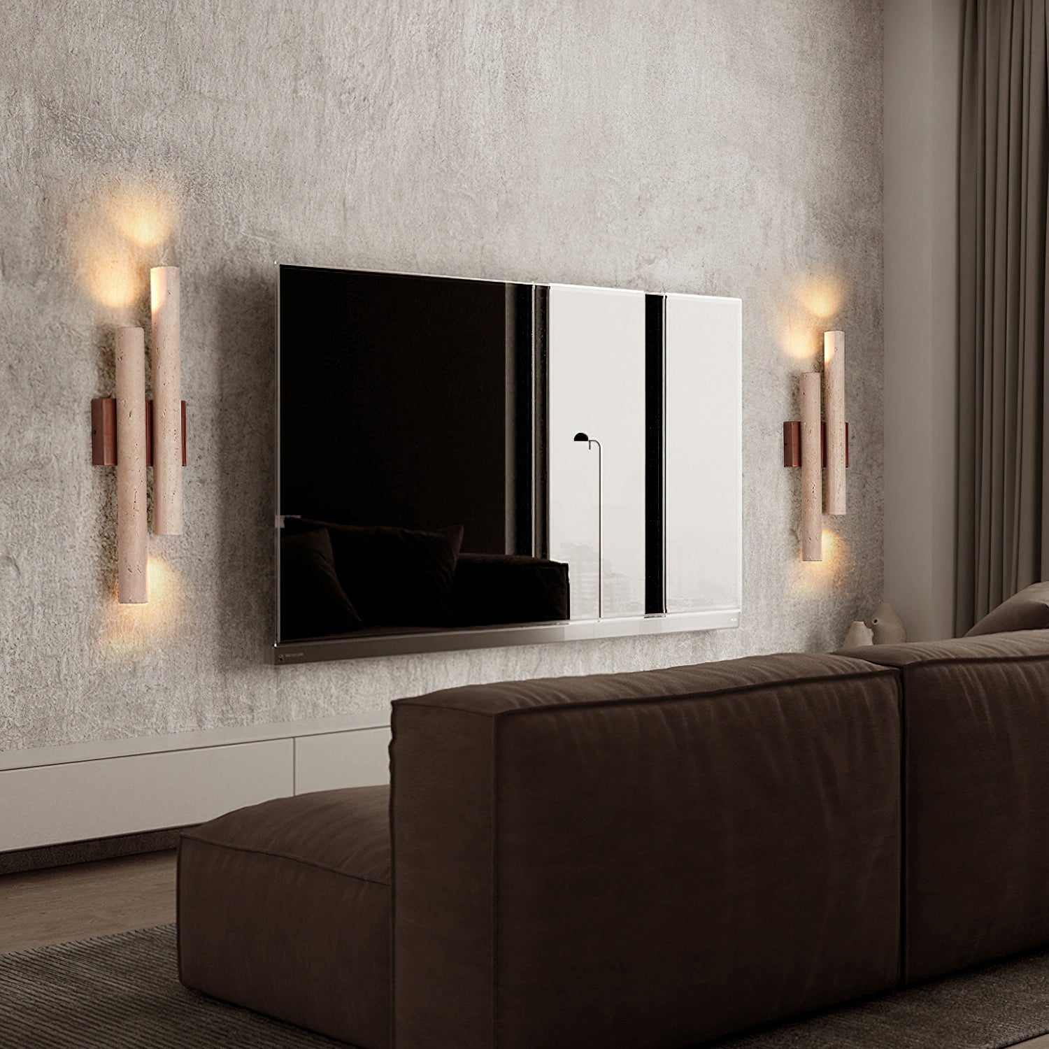 Modern Travertine Stone Wall Sconce With Warm LED Glow — Harbor Light Co.