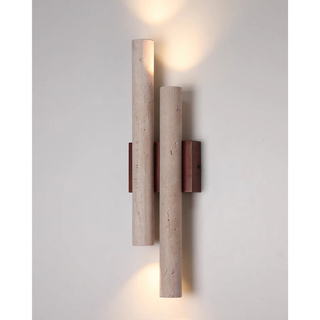 Modern Travertine Stone Wall Sconce With Warm LED Glow — Harbor Light Co.
