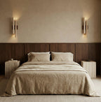 Modern Travertine Stone Wall Sconce With Warm LED Glow — Harbor Light Co.