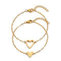 Heart Charm Bracelet Adjustable Stainless Steel Chain Matching Couple Bracelet Set Minimalist Friendship Jewelry for Women and Men