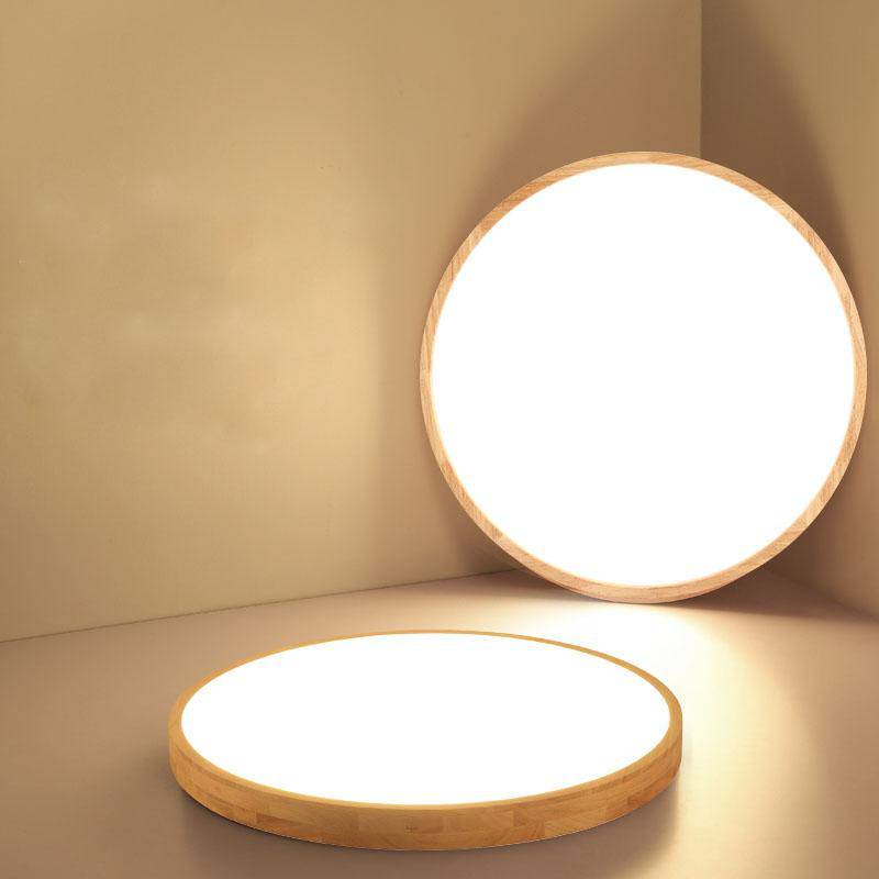 Ultra Slim Round Wood Ceiling Light with LED Light