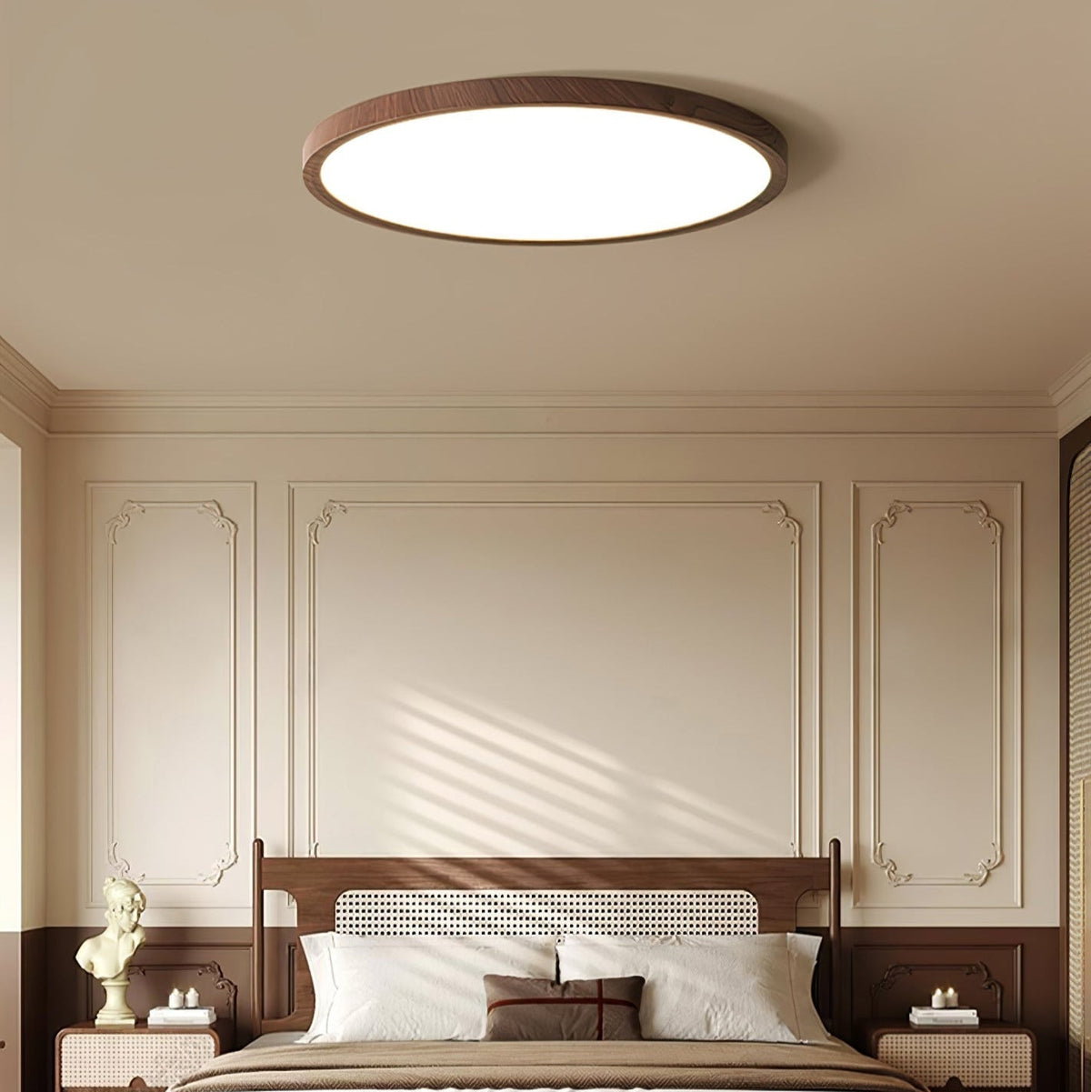 Modern Wood Flush Mount Ceiling Light With Dimmable Tri-Color Glow — Harbor Light Co.