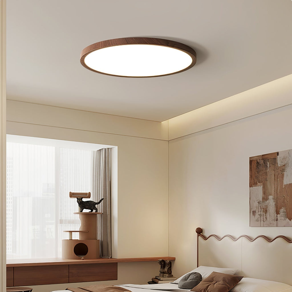 Modern Wood Flush Mount Ceiling Light With Dimmable Tri-Color Glow — Harbor Light Co.