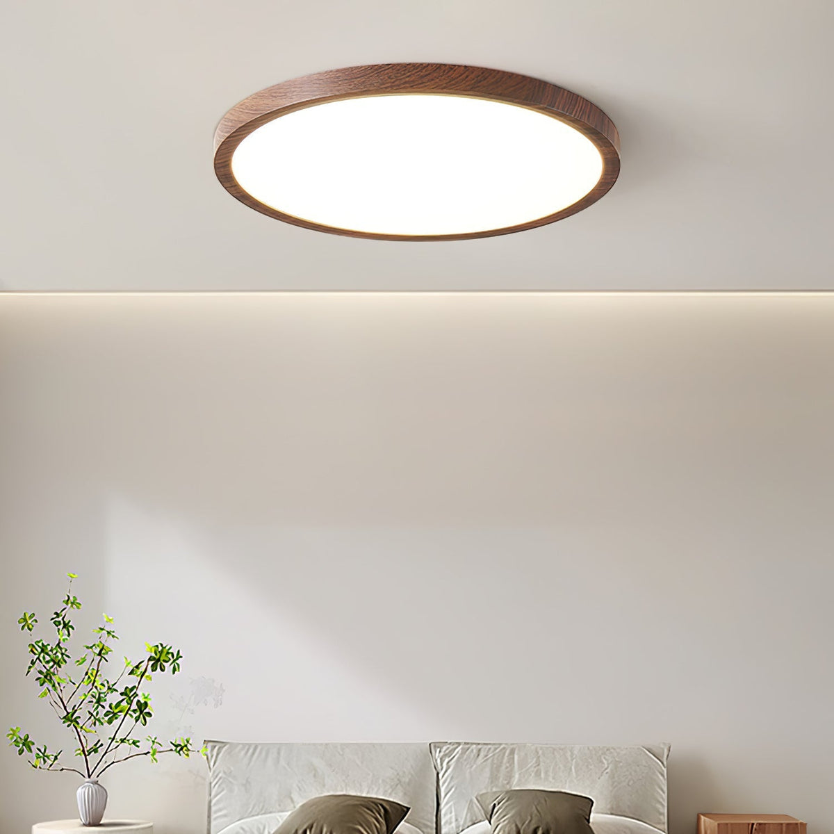 Modern Wood Flush Mount Ceiling Light With Dimmable Tri-Color Glow — Harbor Light Co.